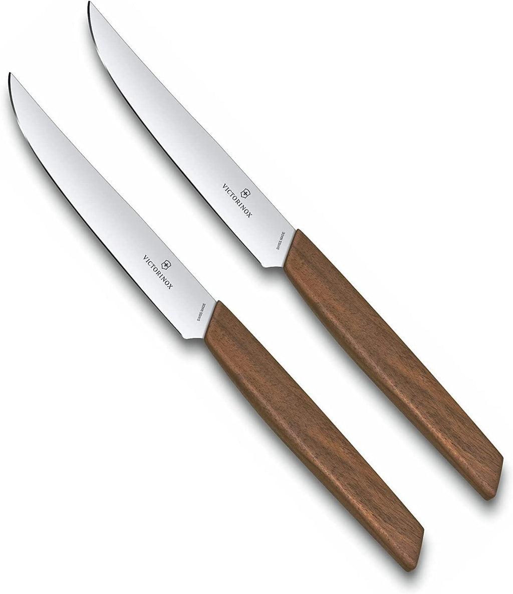 2-Piece Victorinox 5" Steak Knife Set, Walnut Wood, Ergonomic Design