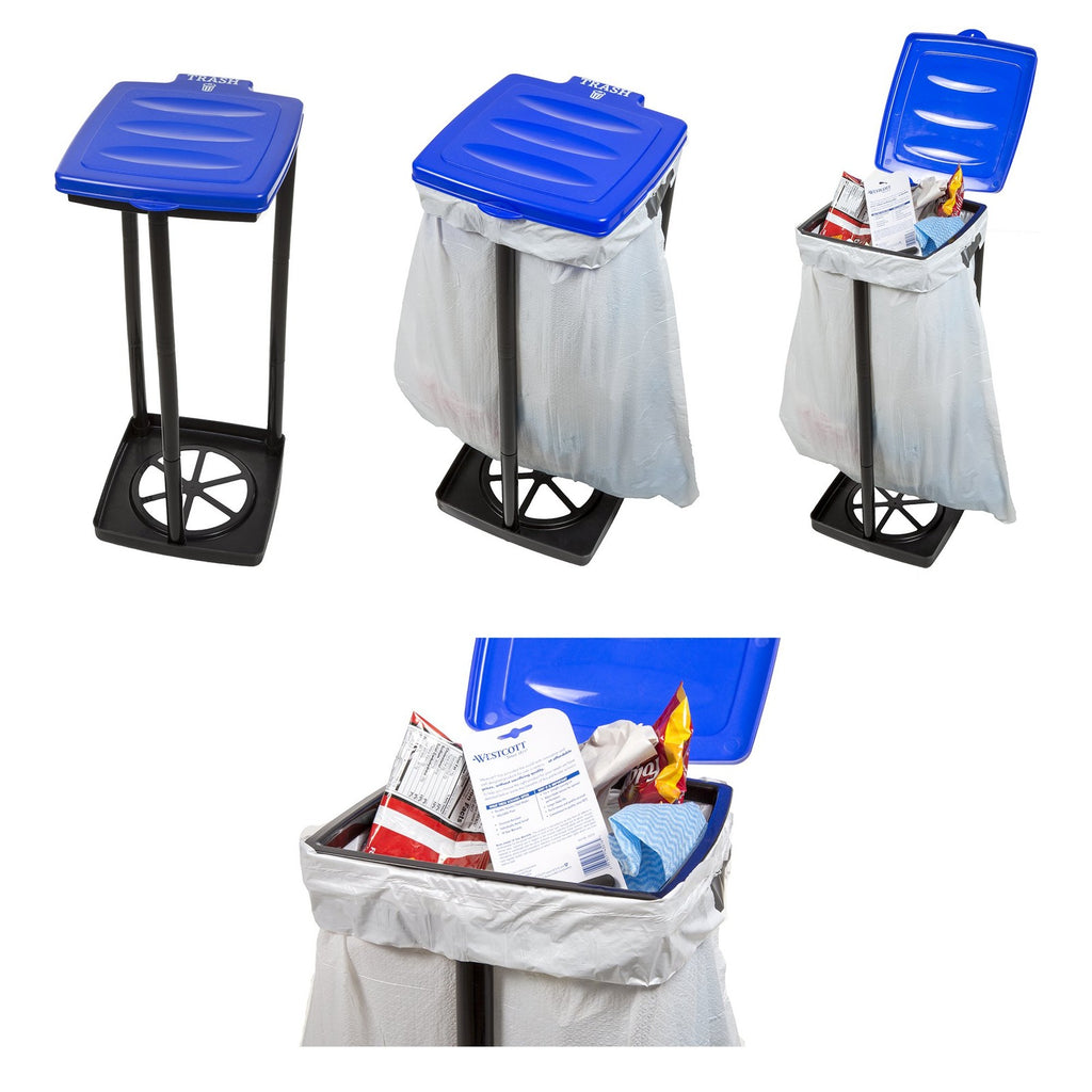 Lightweight 13-Gallon Trash Can - Portable Blue Holder for Outdoors