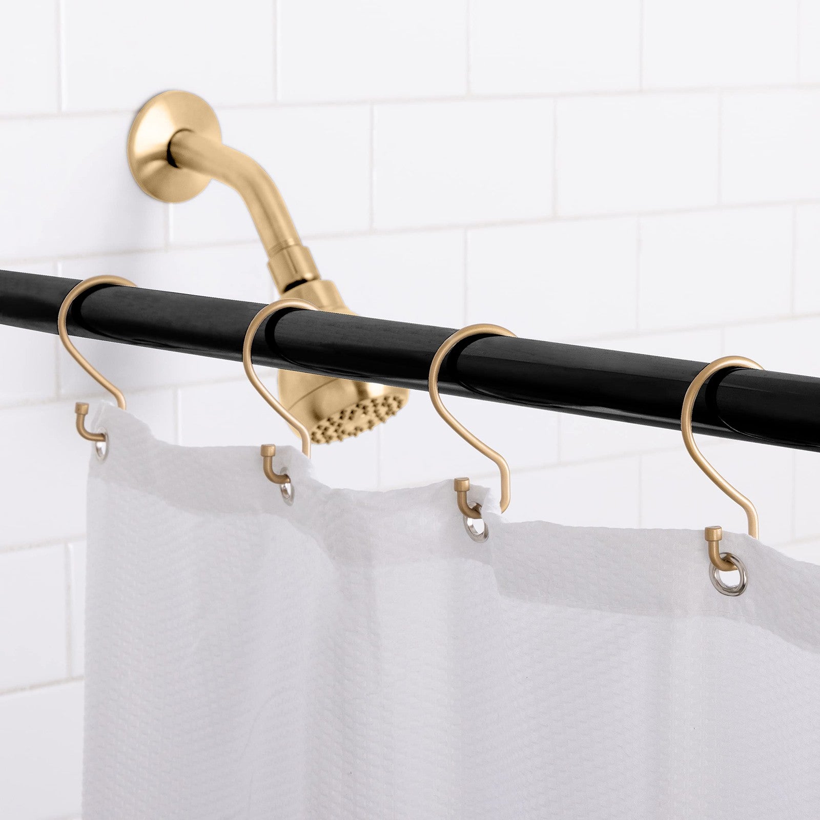 Multipurpose S-Hook Rings - 12 Pack Satin Gold for Curtains & More