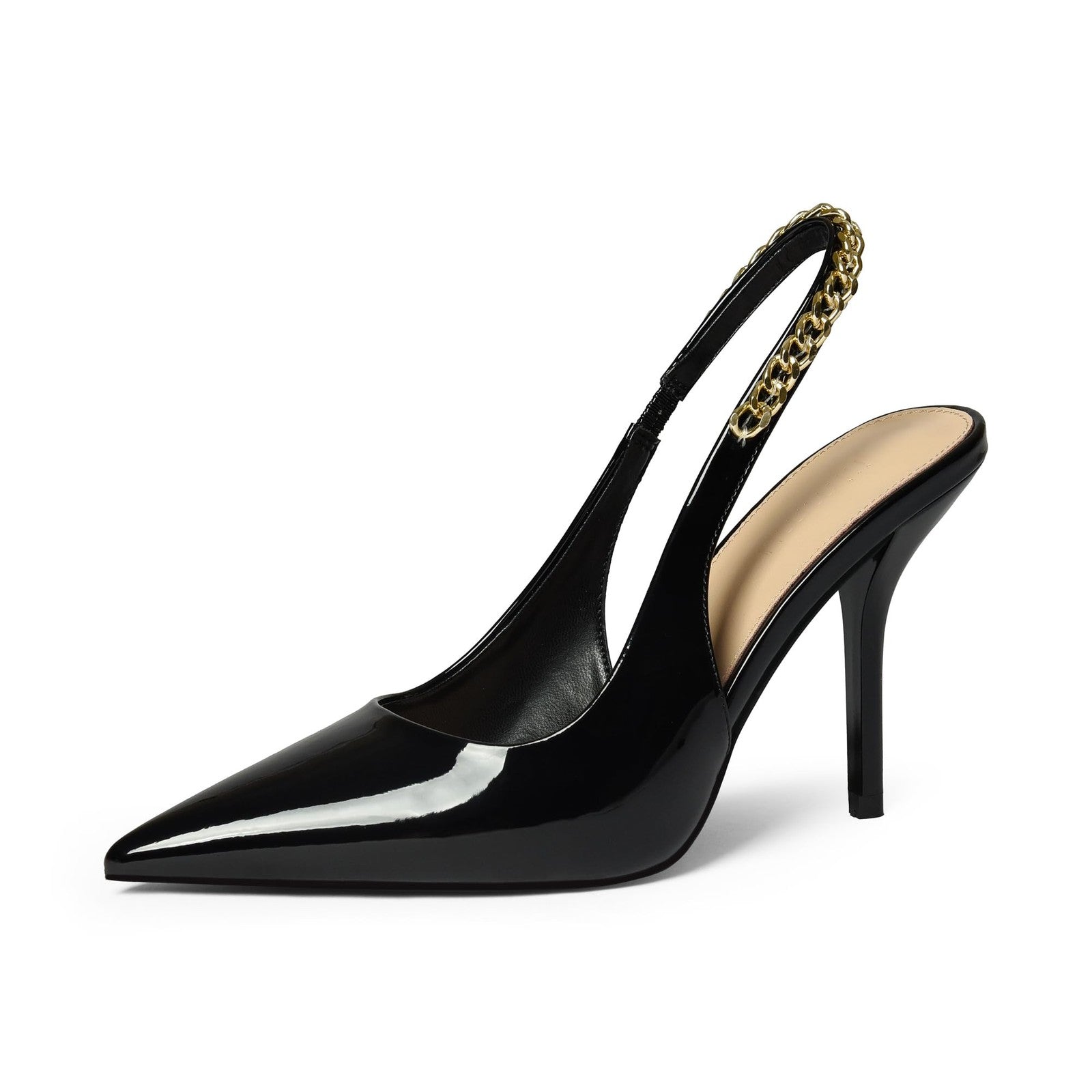 Black Patent Leather Stiletto Heels 4in Size 7 Slingback Pumps