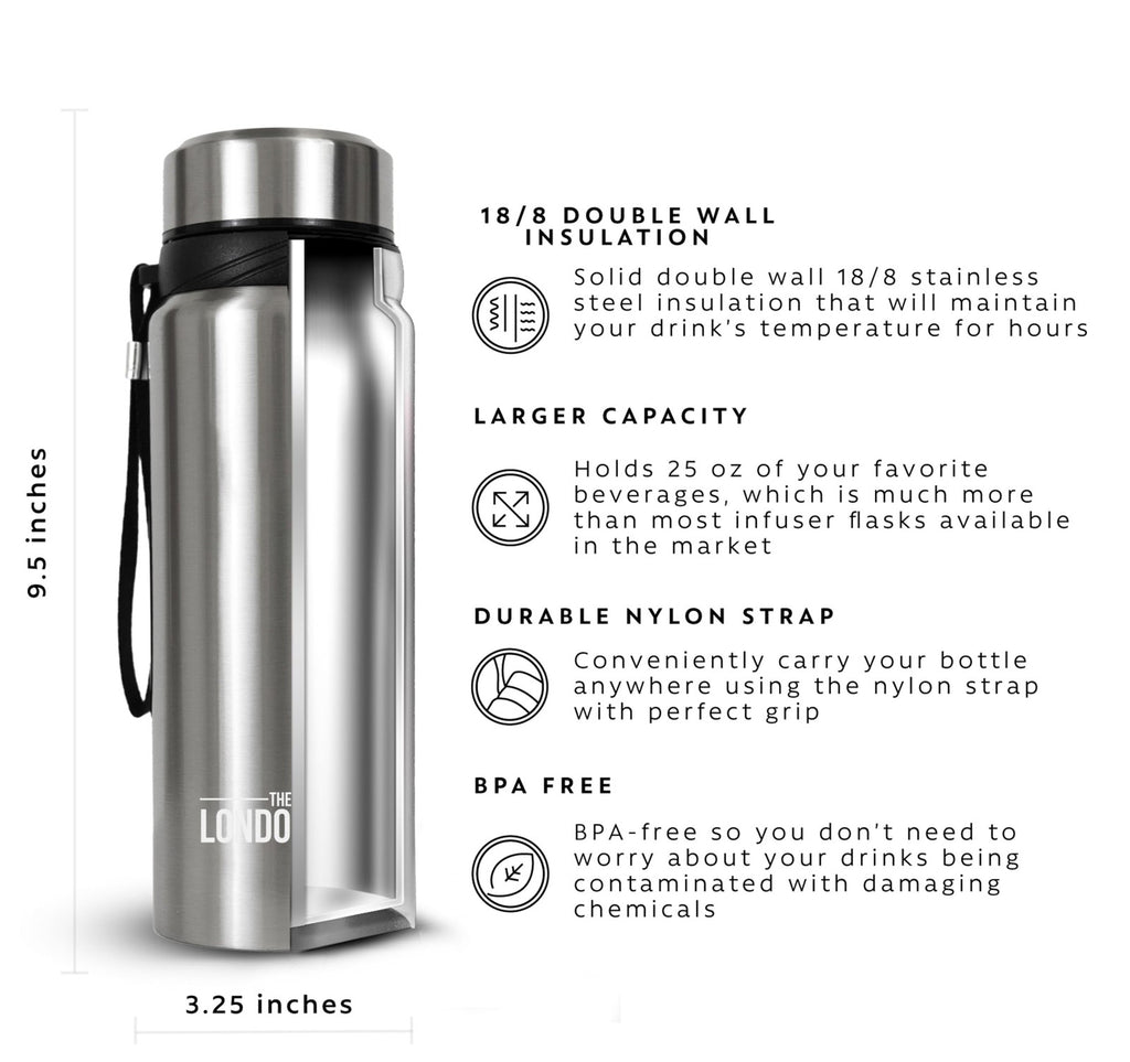 London Sip 25 oz Stainless Steel Tea & Coffee Infuser, Cosmic Silver