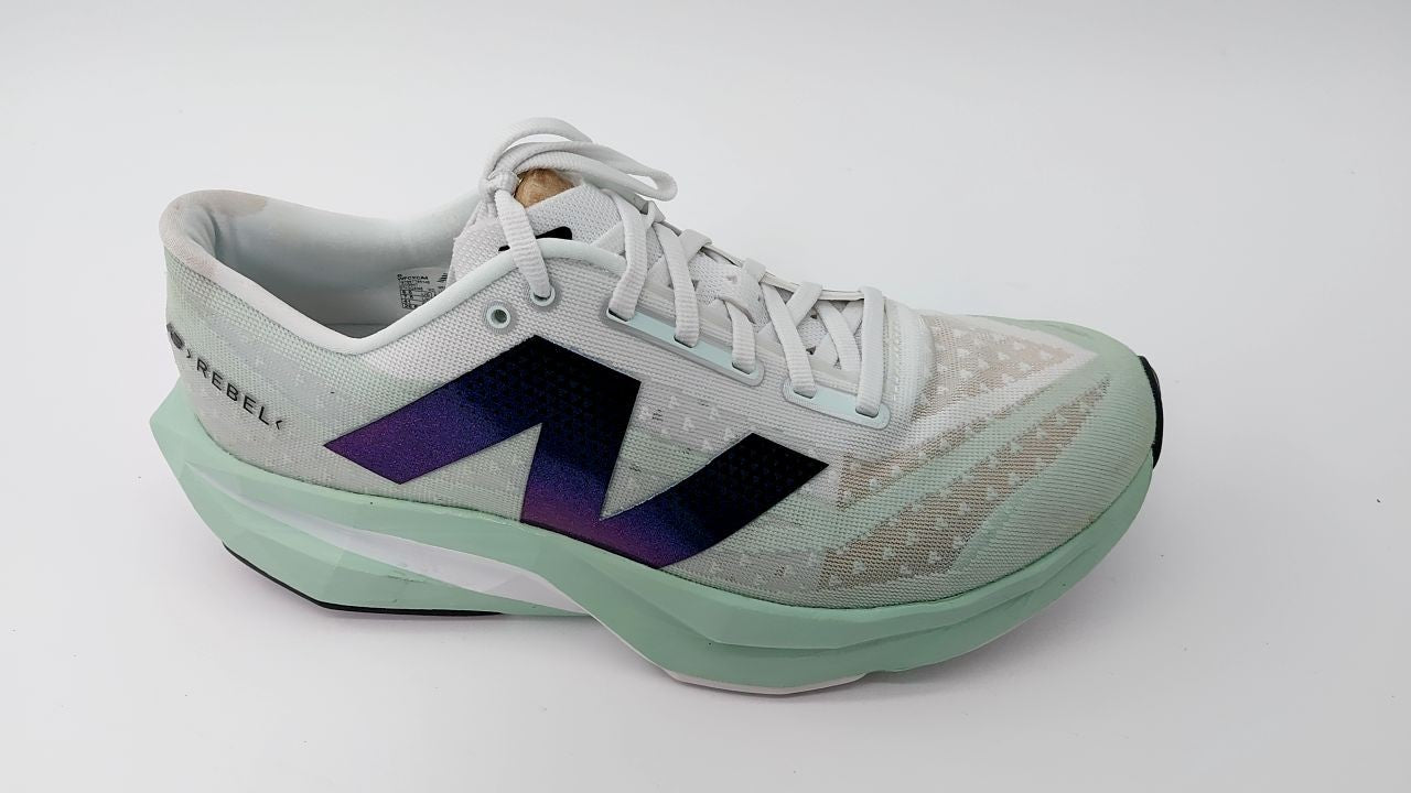 New Balance Women's FuelCell Rebel V4 Running Shoe, Clay Ash/White/Black, 9.5