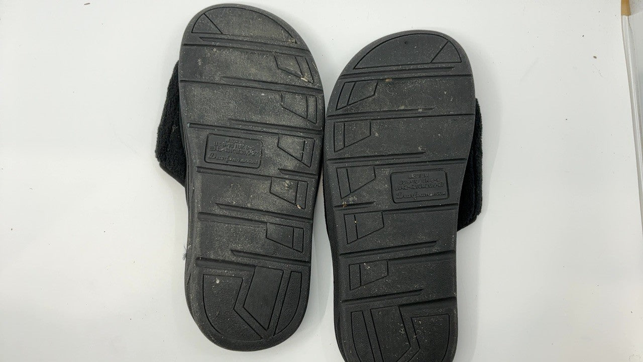 Dearfoams Men's Adjustable Memory Foam Slide Slipper, Black, 9-10
