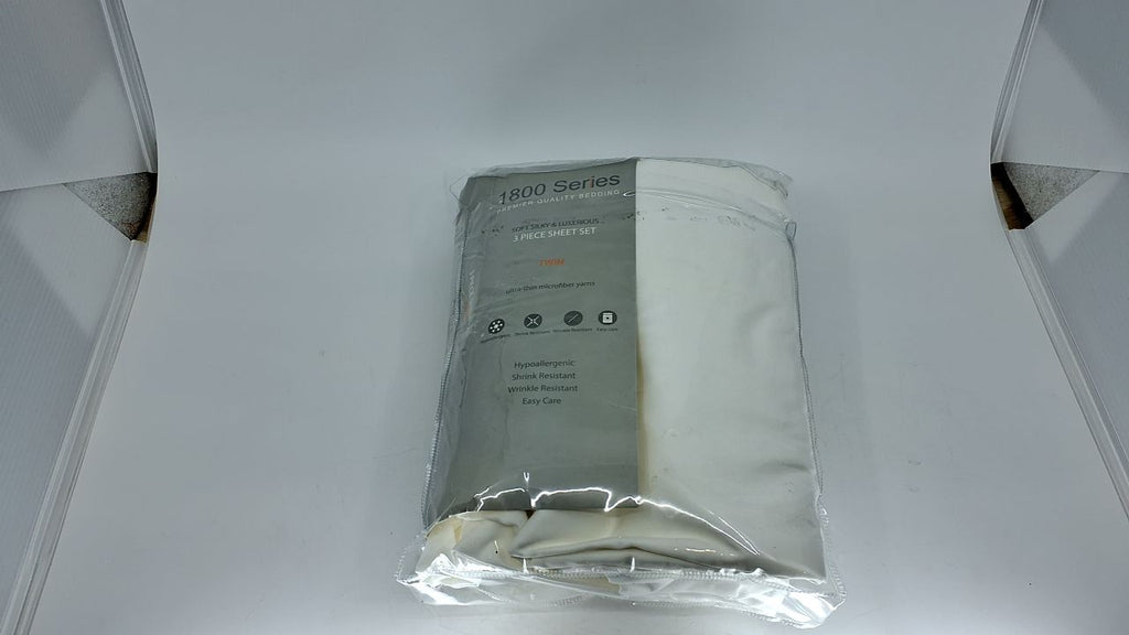 White Twin Bedding Sheet Set, Double Brushed Microfiber, Wrinkle Resistant