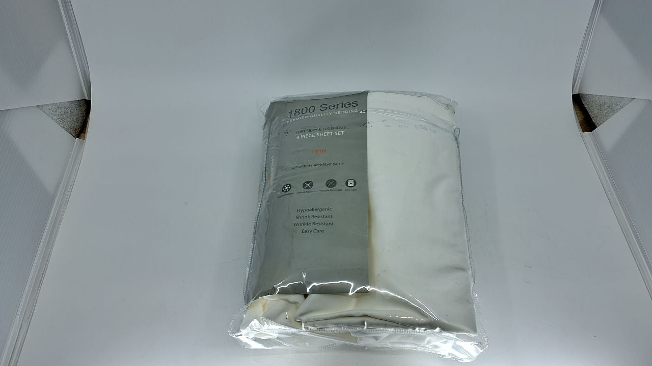 White Twin Bedding Sheet Set, Double Brushed Microfiber, Wrinkle Resistant