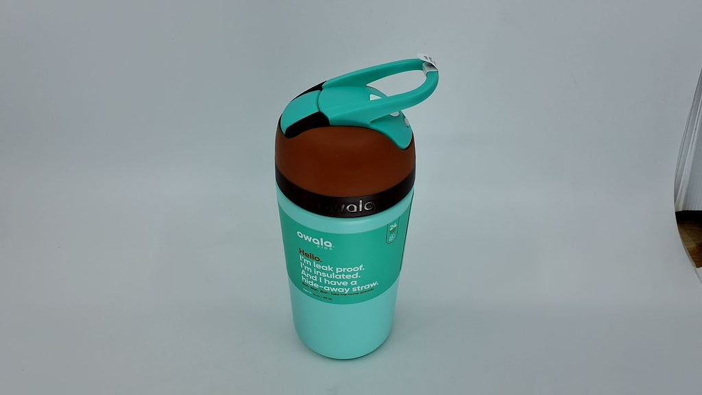 Owala 14oz Kids Flip Top Water Bottle w/ Straw & Locking Lid, Brown/Teal