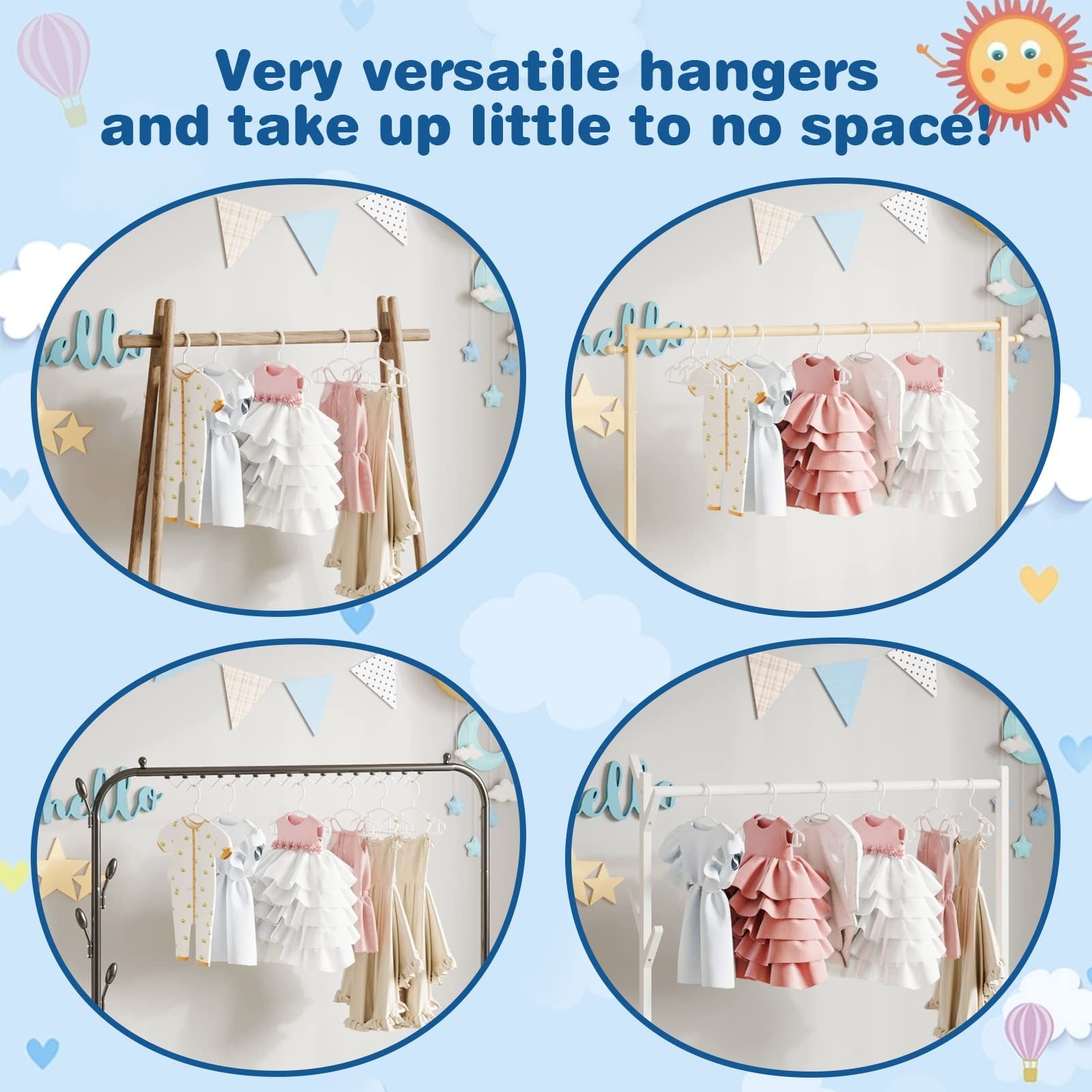 60 Pack White Baby Hangers for Kids Clothes - Plastic Infant Hangers
