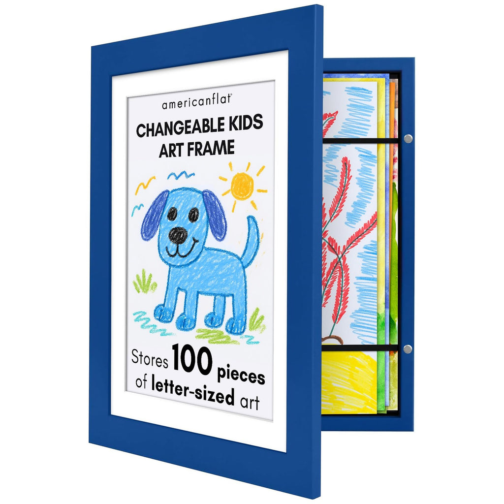 Kids Artwork Frame w/ Magnetic Door & Storage for 100 Art Pieces