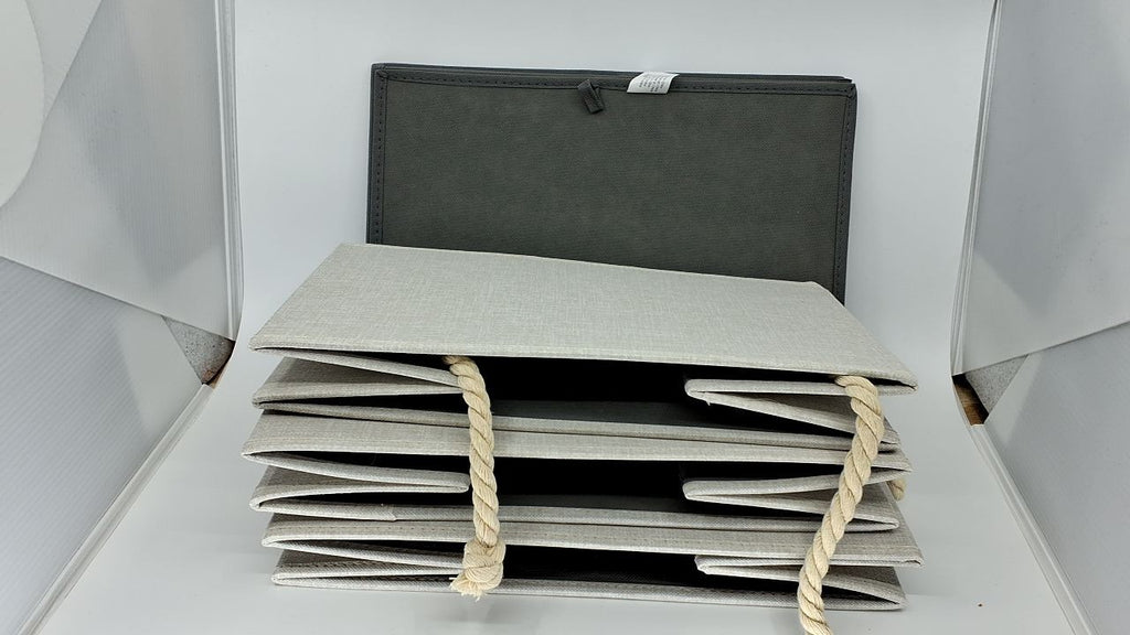 Amazon Basics Foldable Storage Bins with Rope Handles, Linen, Large, Pack of 3