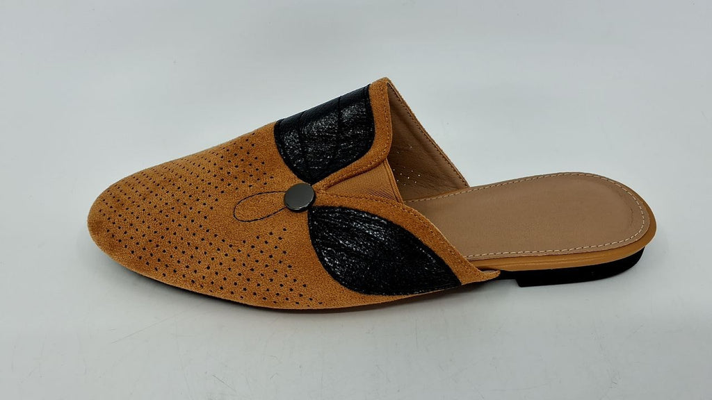 Breathable Brown Mules for Women, Comfortable Slip-On Loafers, Size 7.5