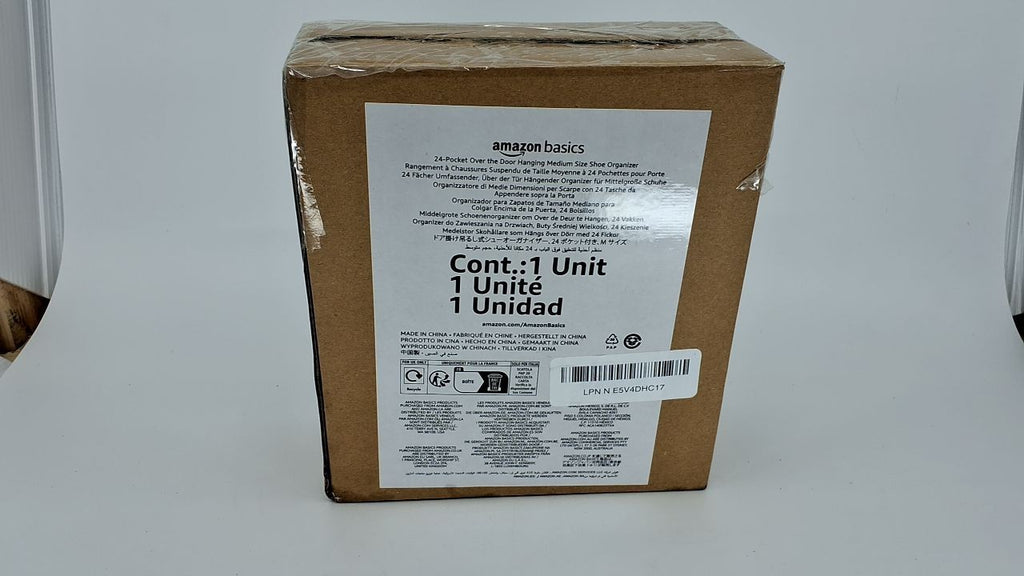 Amazon Basics 24 Medium Pocket Over-the-Door Hanging Shoe Organizer, Light Grey