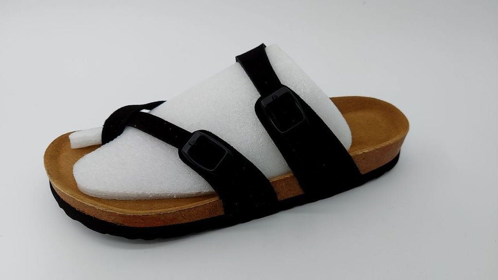 Cushionaire Luna Crossover Sandals Black 10W Cork Footbed Slides