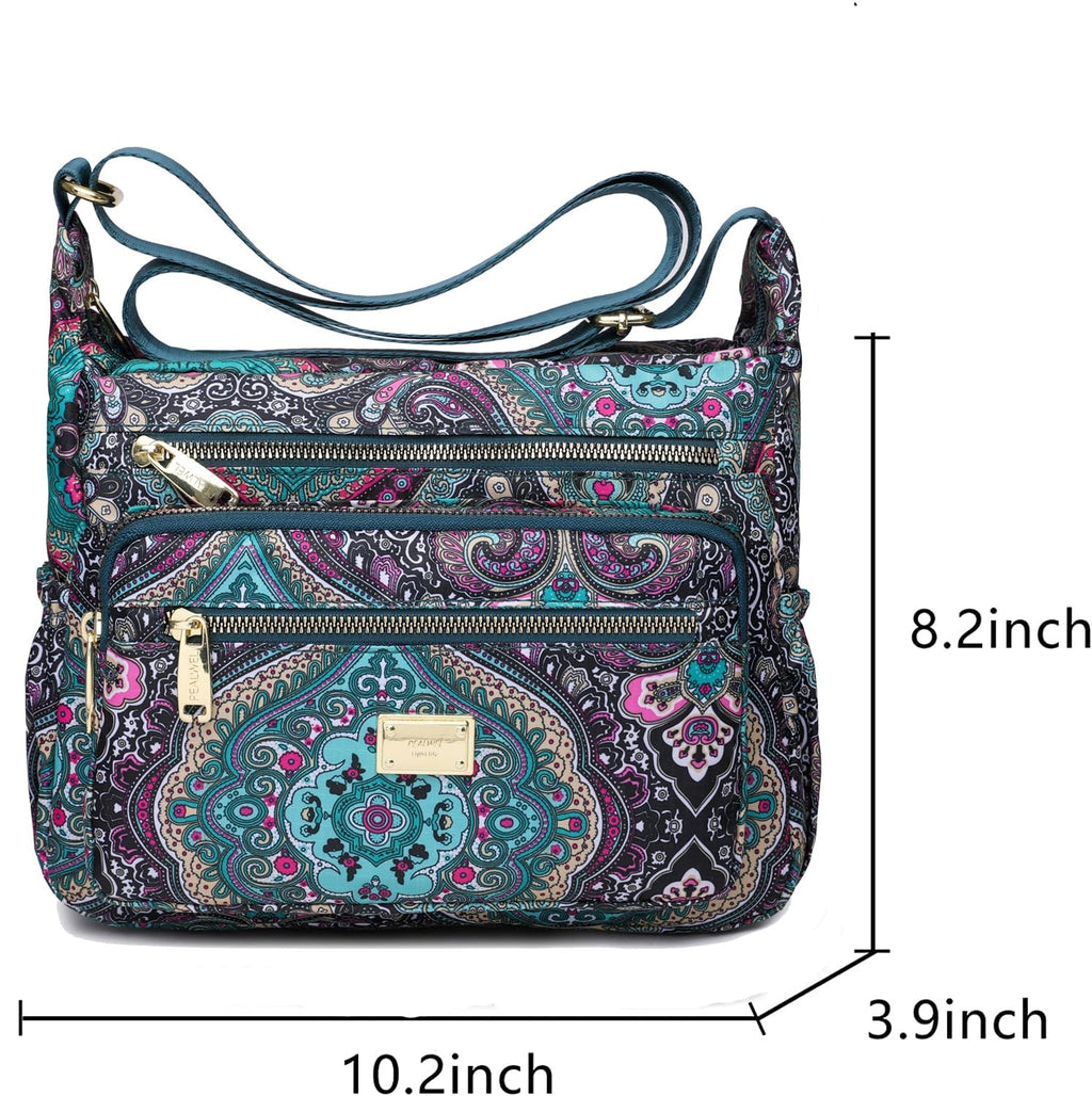 Pealwel Women's Crossbody Handbag, Lightweight Nylon, Black & Blue