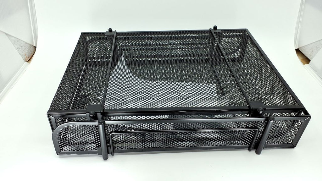 Black 2-Tier Stackable Paper Tray, Metal Mesh Organizer, 10.5x13.25in