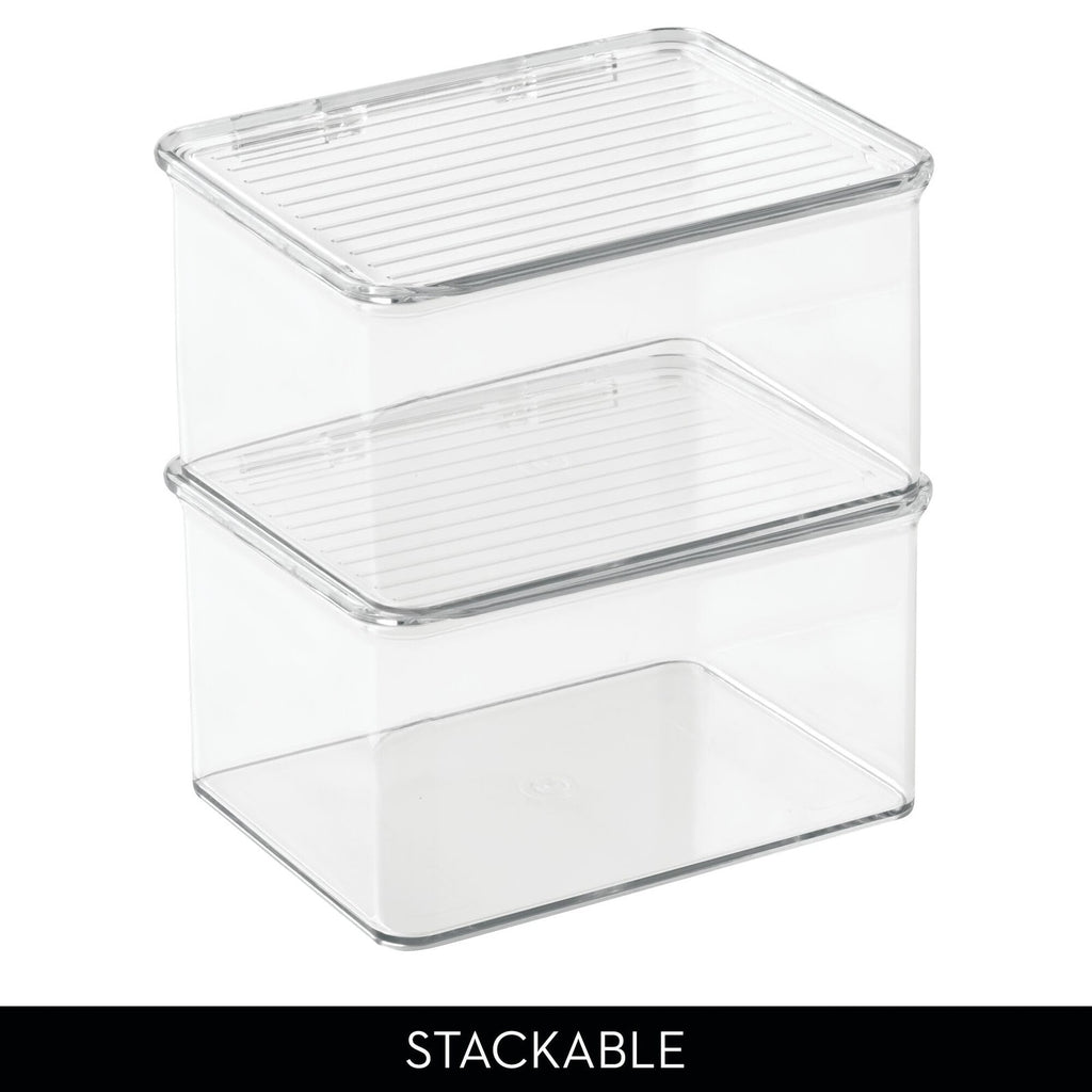 Recycled Plastic Fridge Organizer Bin w/ Lid 6.75x5.75x3.75