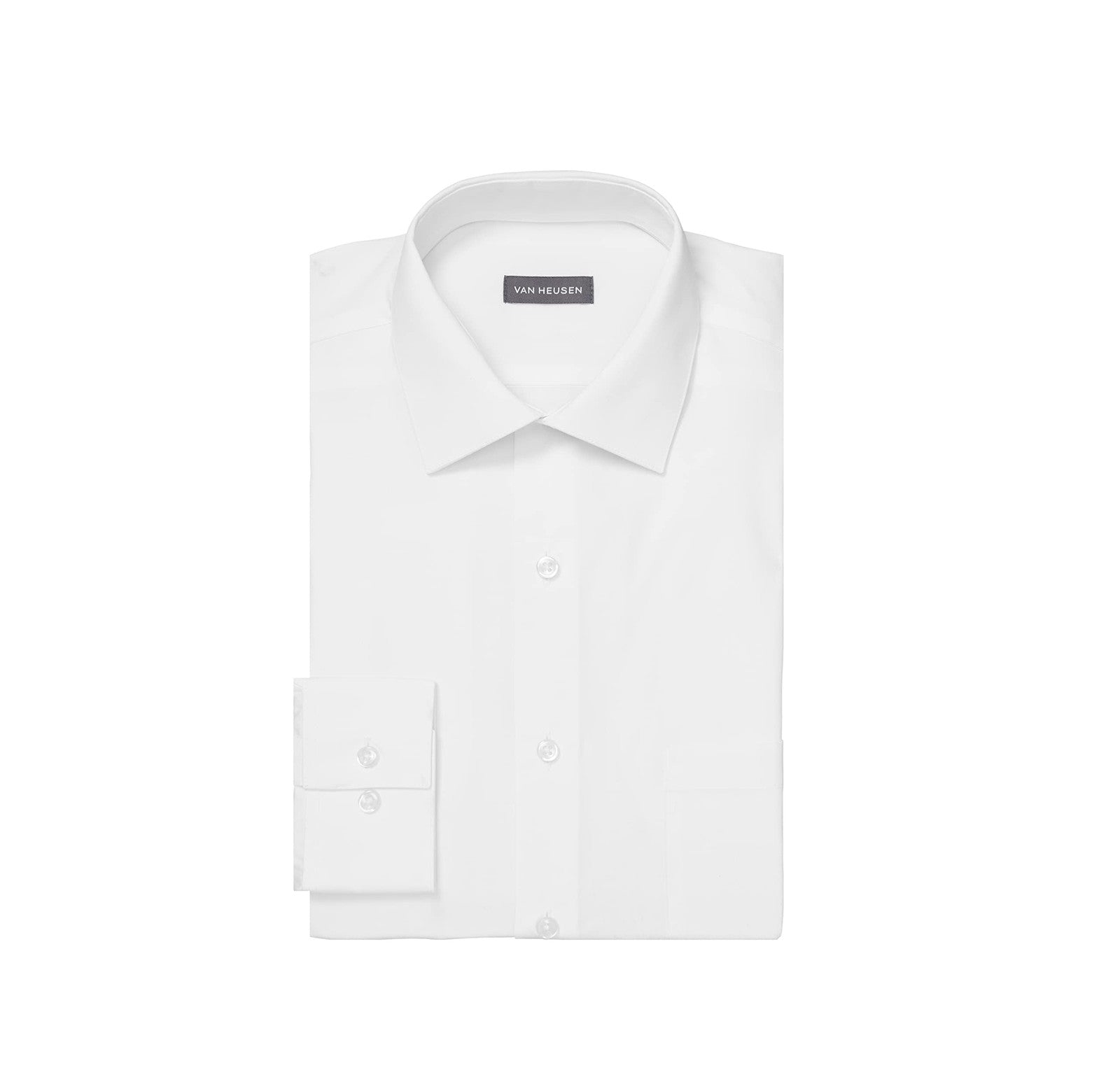 Van Heusen Men's Dress Shirt Regular Fit White 17.5" Neck 36-37" Sleeve
