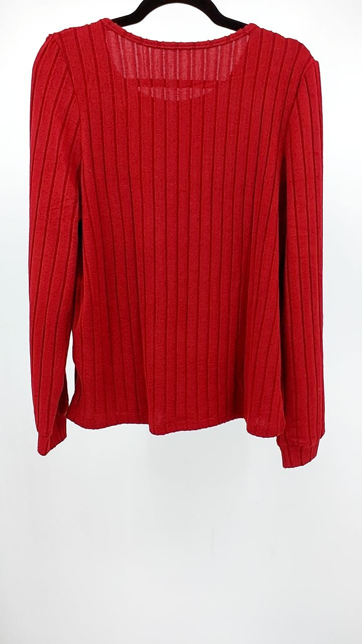 Ribbed Knit Long Sleeve T-Shirt