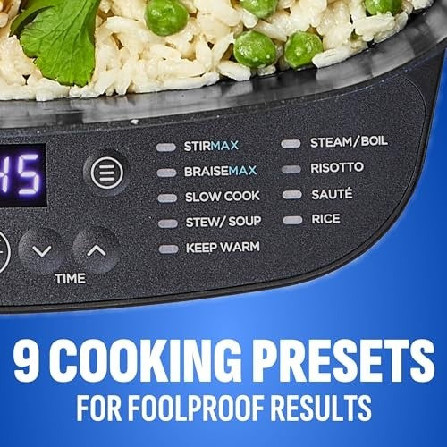 PowerXL StirMax 7.5QT Digital Multi-Cooker w/ 9 Cooking Pre-Sets, Black