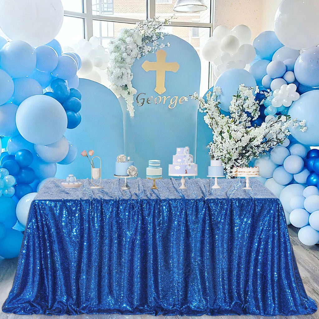 Royal Blue Glitter Table Cloth 60x102 Inch for Events & Celebrations