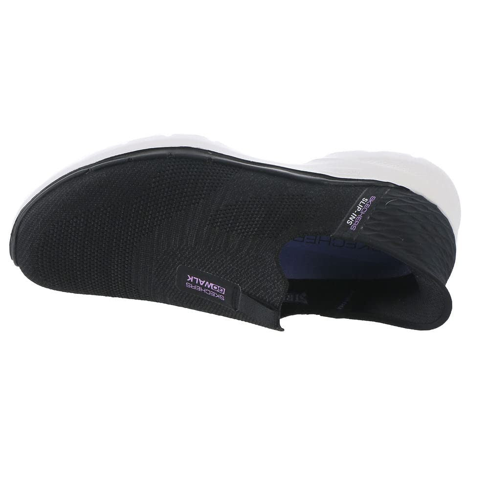Skechers Women's Hands Free Slip-ins Go Walk 6 Sneakers, 8.5 Black/Lavender