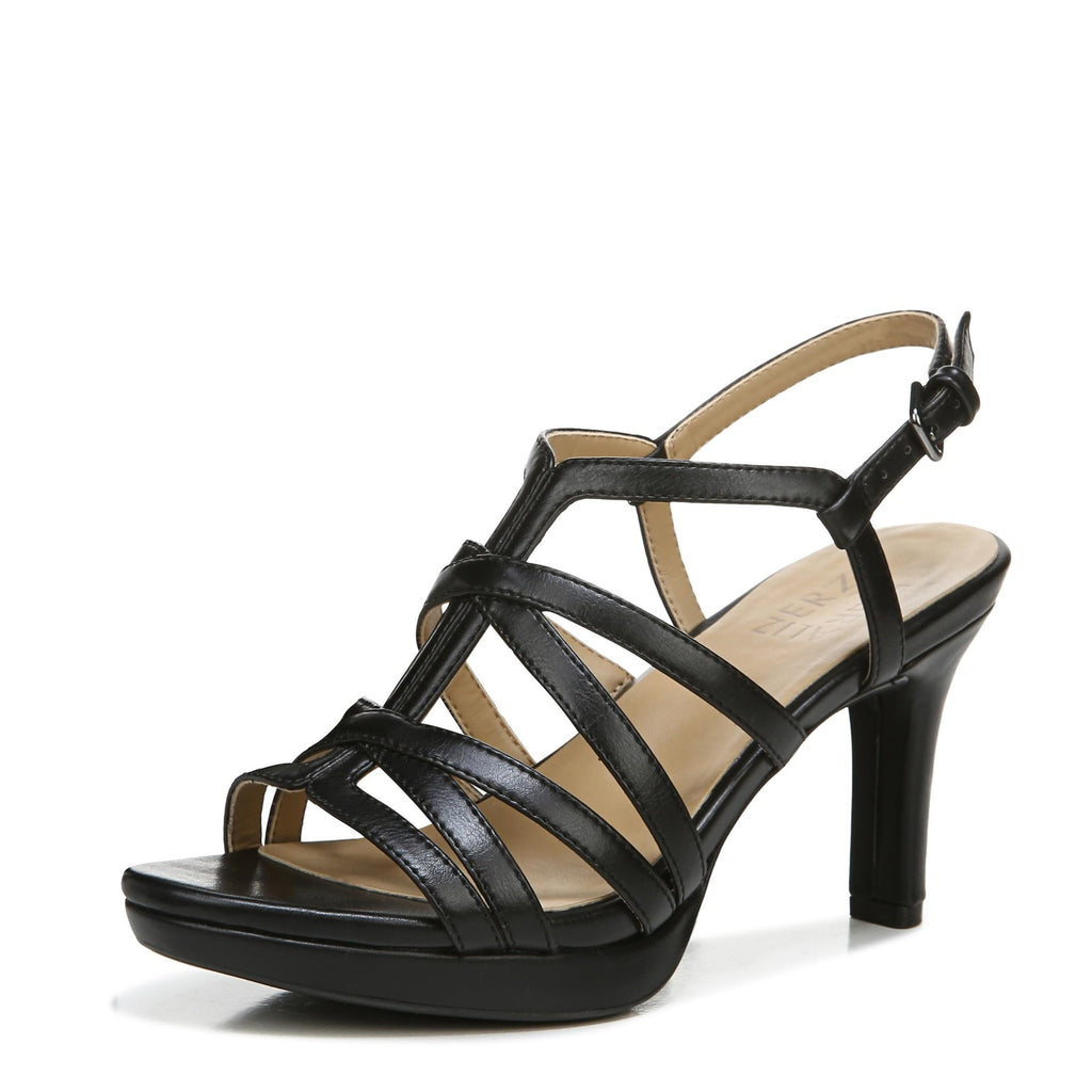 Naturalizer Womens Baylor Strappy High Heel Dress Sandal Black Smooth 8 M