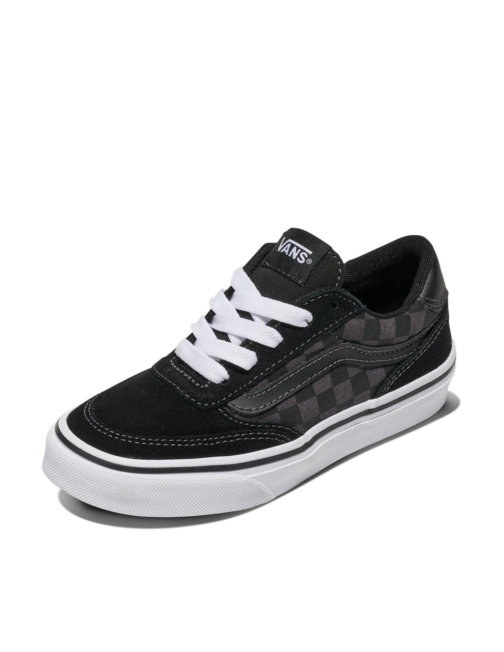 Vans Youth Brooklyn LS Sneakers, Checkerboard Black/Asphalt, Size 11.5