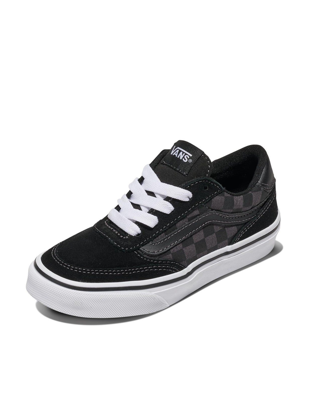 Vans Youth Brooklyn LS Sneakers, Checkerboard Black/Asphalt, Size 11.5