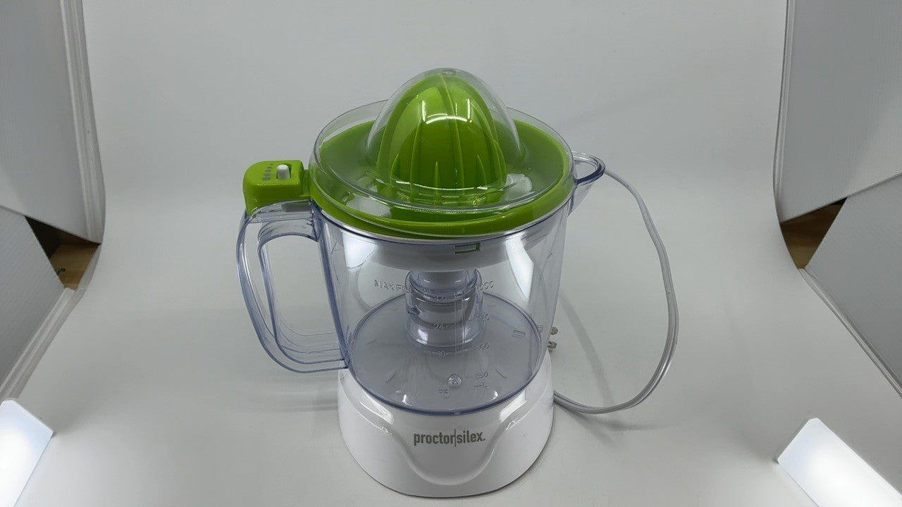 Proctor Silex Electric Citrus Juicer 34 oz Pitcher 2 Reamers Pulp Control