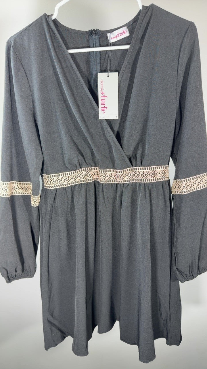 Surplice Balloon Sleeve Dress