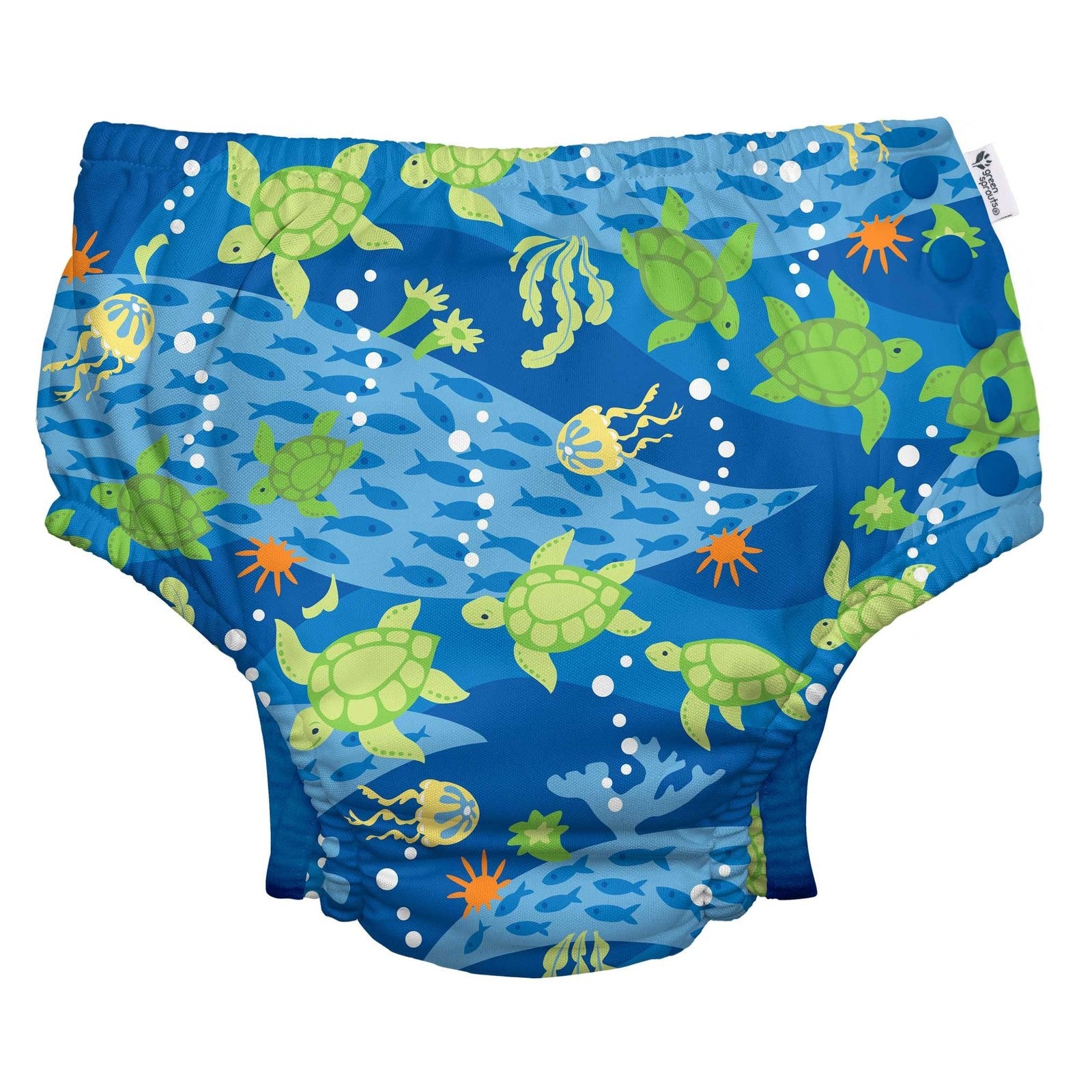 Boys' 24M Snap Reusable Swim Diaper, Royal Blue Turtle Journey