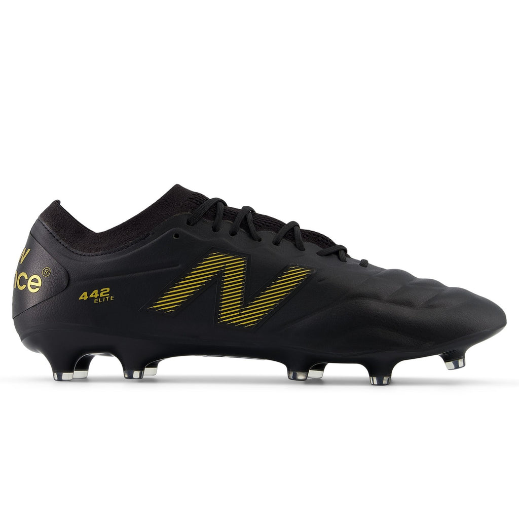 New Balance Men's 442 Elite FG V2 Soccer Shoe, Black/Gold Metallic, 8