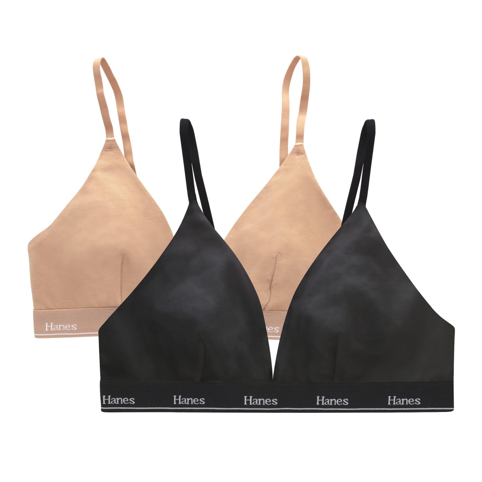 Hanes Originals Womens Bralette Pack, Cotton Blend, Medium, Black/Deep Glow