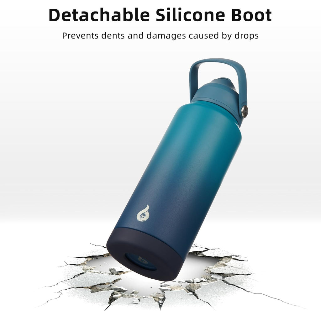 BJPKPK 24oz Vacuum Insulated Water Bottle w/ Straw - BPA Free, Leak Proof