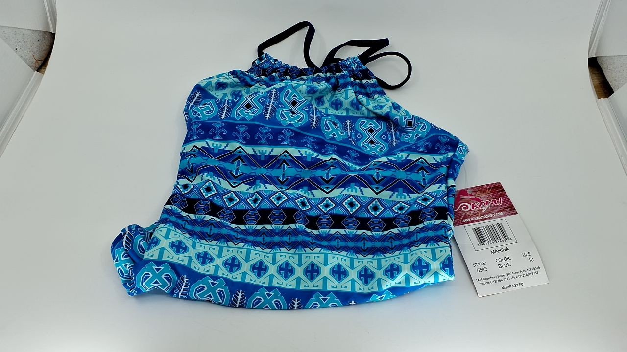 Kanu Surf Girls' Big Mahina Halter Beach Sport 1-Piece Swimsuit, Blue, 10