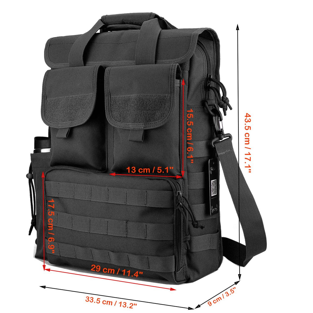 Durable Black Tactical Messenger Bag 17.3 in Sling Shoulder Pack