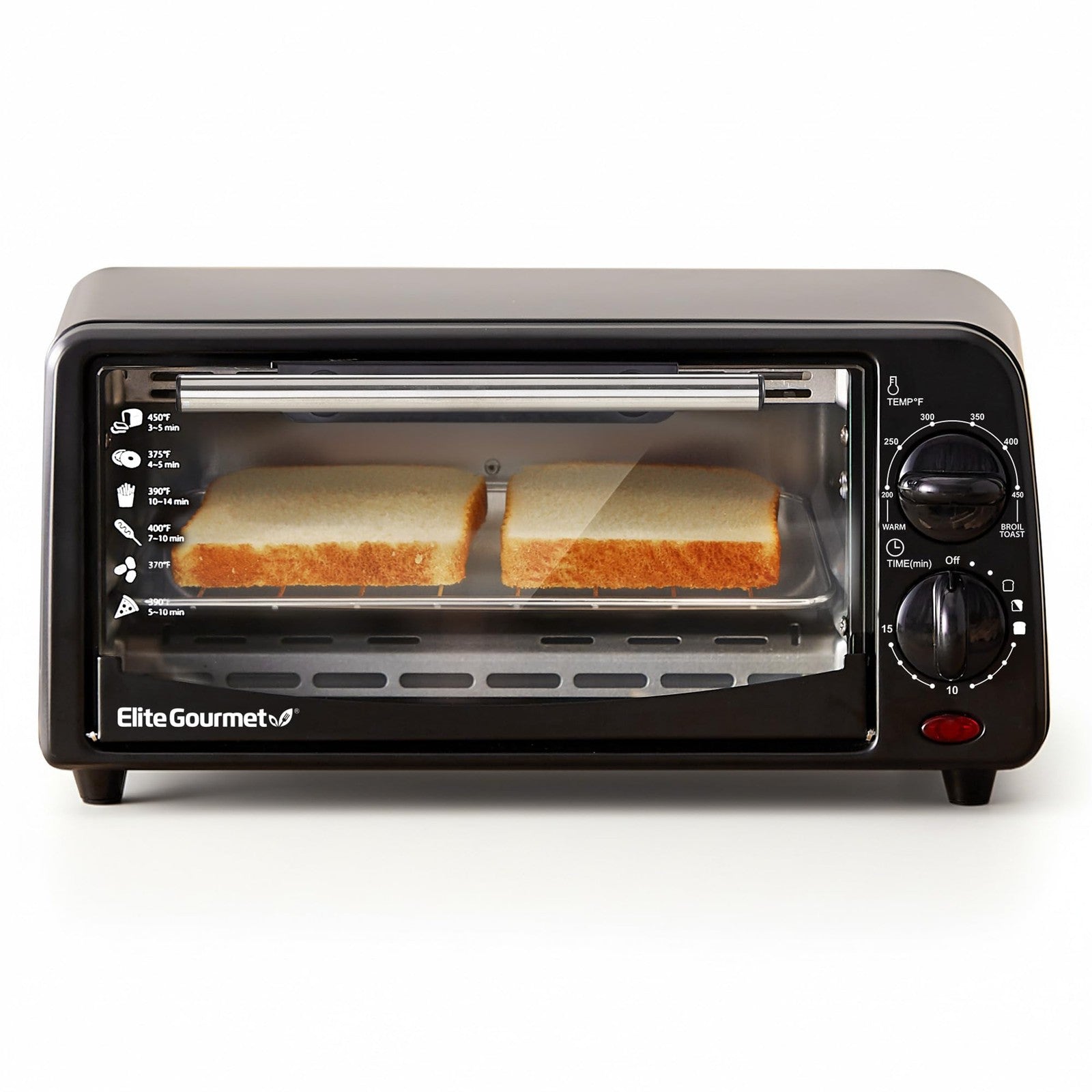 Personal Compact Toaster Oven, 2 Slice, Black, 15 Min Timer, Adjustable Heat