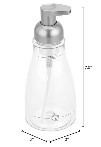 14 Oz Foaming Soap Dispenser, Clear/Brushed Nickel, Kitchen & Bath Use