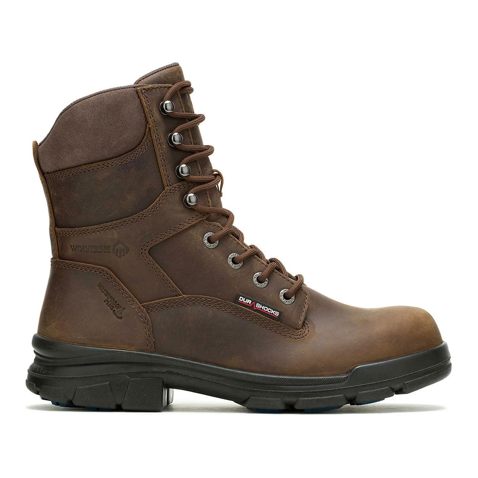Wolverine Men's DuraShocks SR Icon Waterproof 8" Construction Boot, Dark Brown,7
