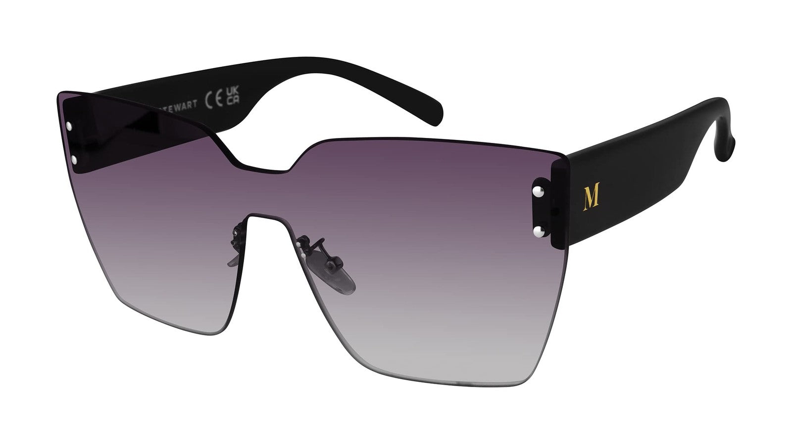 Martha Stewart MS188 Oversized Cat Eye Sunglasses, UV400, Black, 144mm