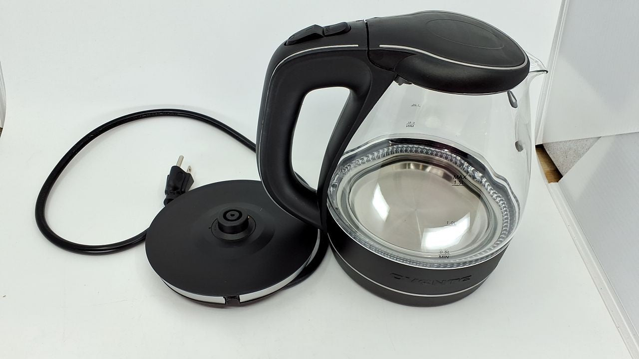 OVENTE 1.5L Glass Electric Kettle Black w/ LED Light & Safety Features