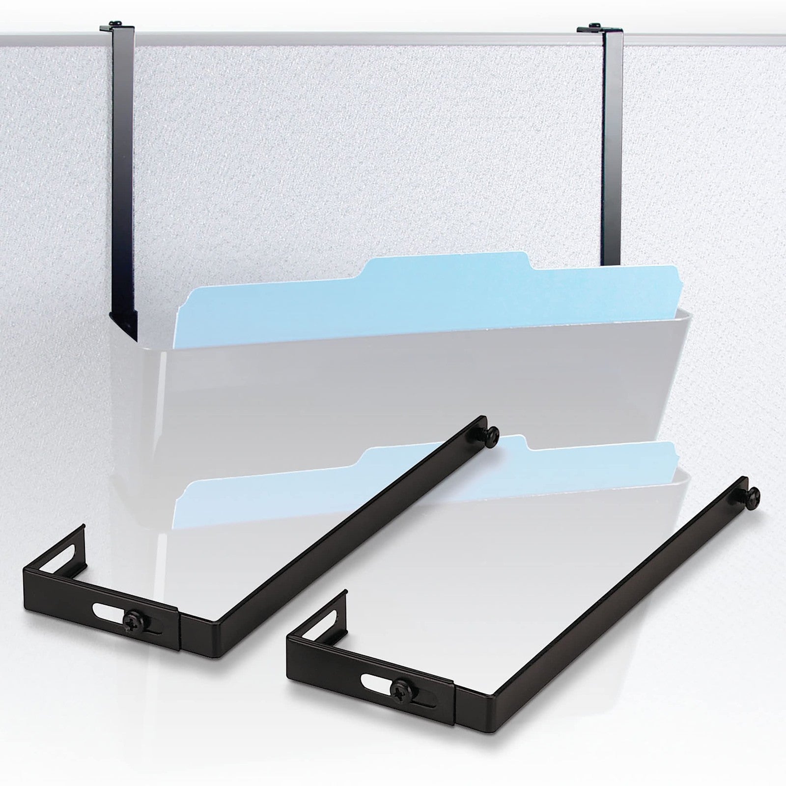 Universal Partition Hanger, 7 In, Metal Black, Adjusts 1-1/4 To 3-1/2 In