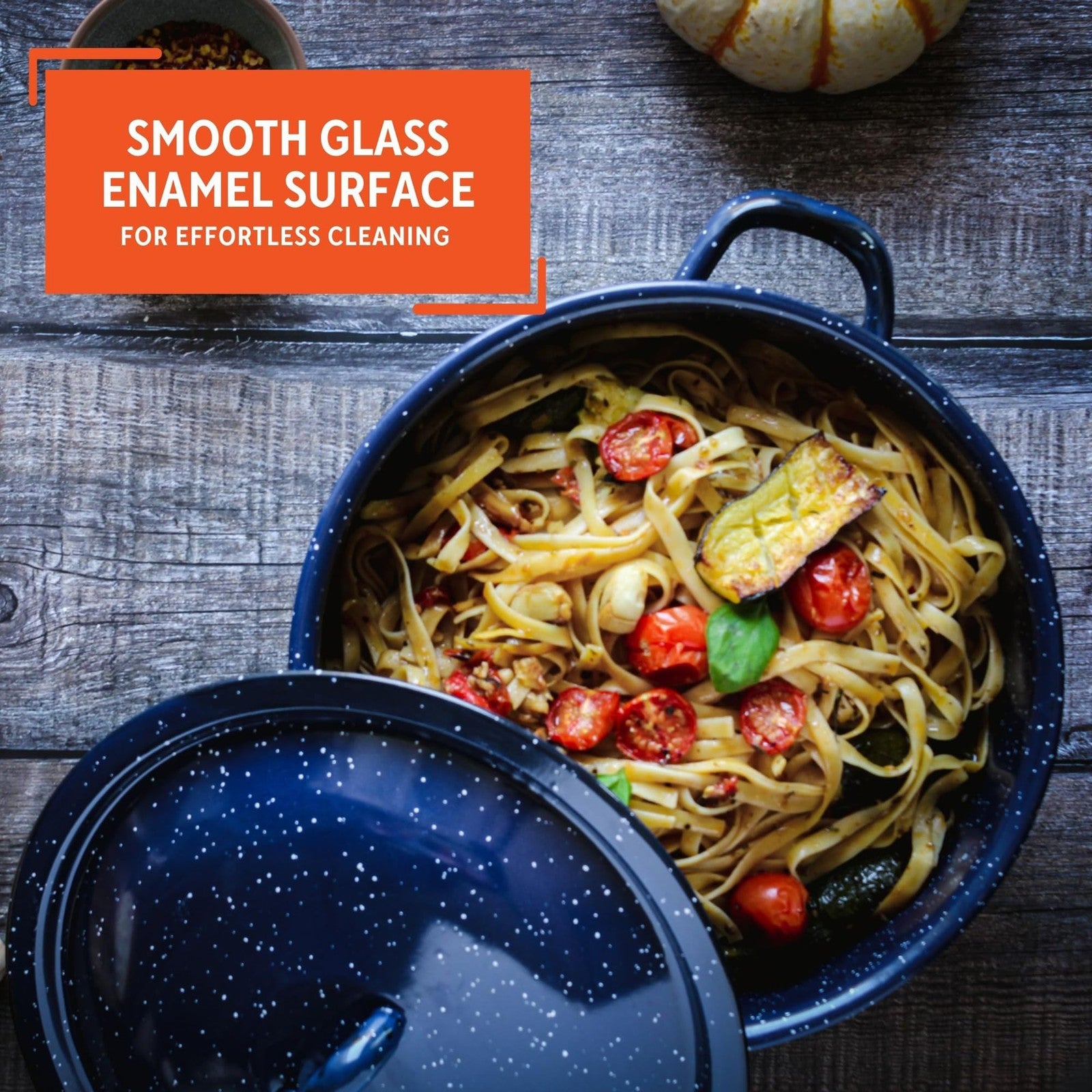 6Qt Blue Enamel Stock Pot w/ Lid - Durable Steel for Everyday Use