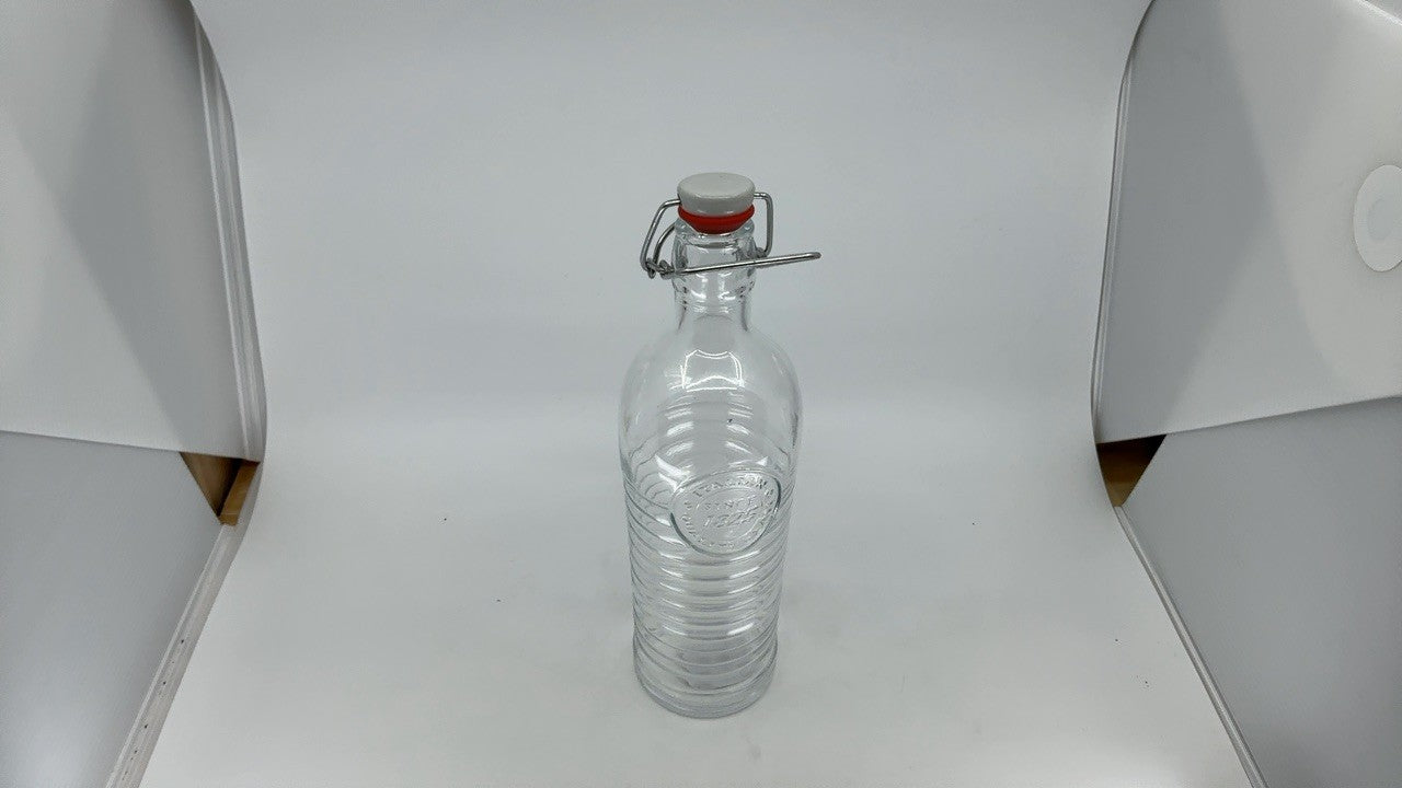 Bormioli Rocco 37.25 oz Glass Water Bottle, Airtight Seal, Eco-Friendly