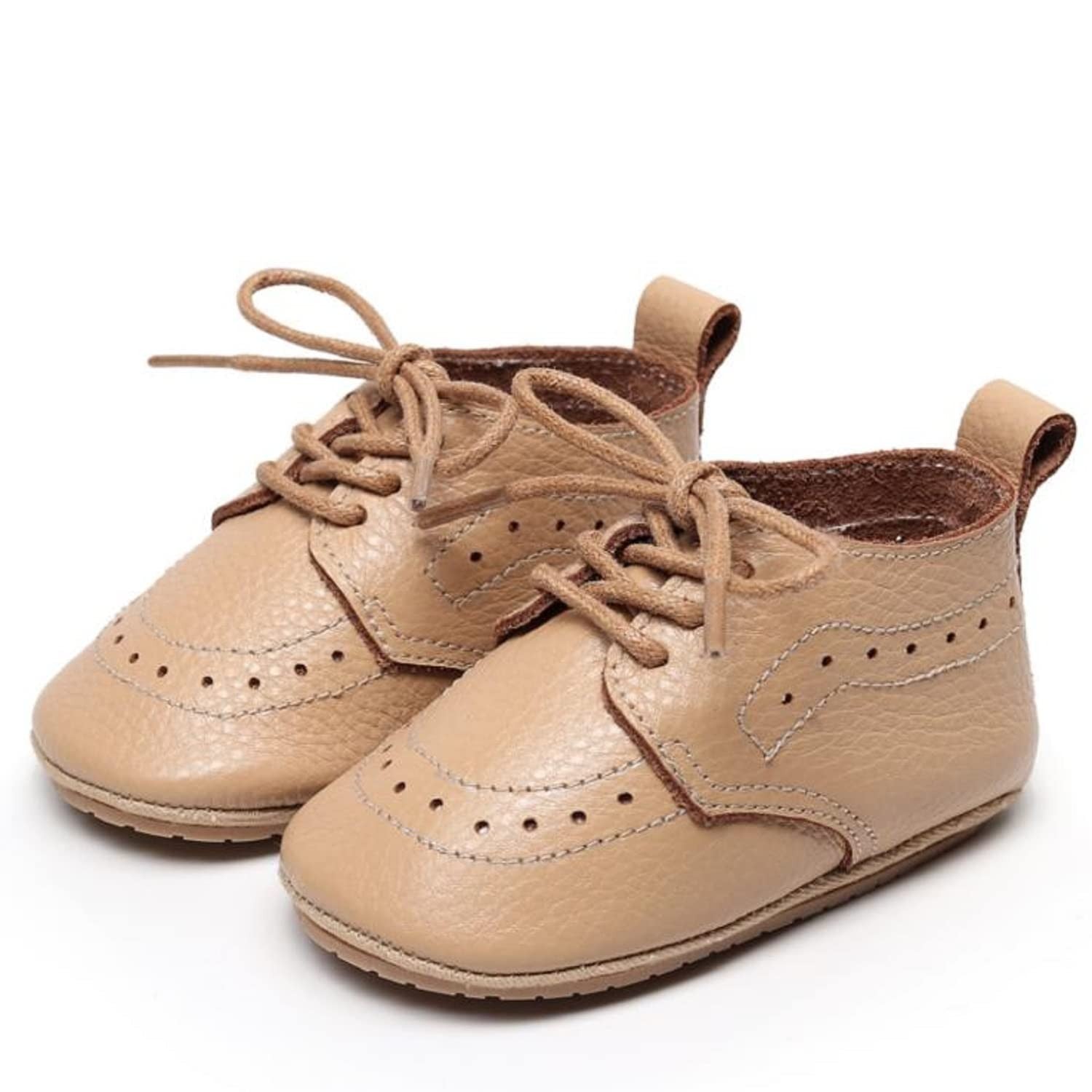 Baby Boys Girls Oxford Loafers 225 Khaki Leather First Walker Shoes
