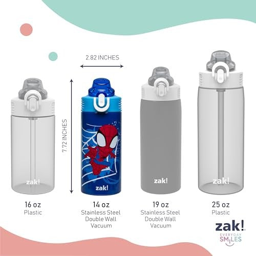 14oz Spider-Man Kids Water Bottle, Stainless Steel, Leak-Proof, Insulated