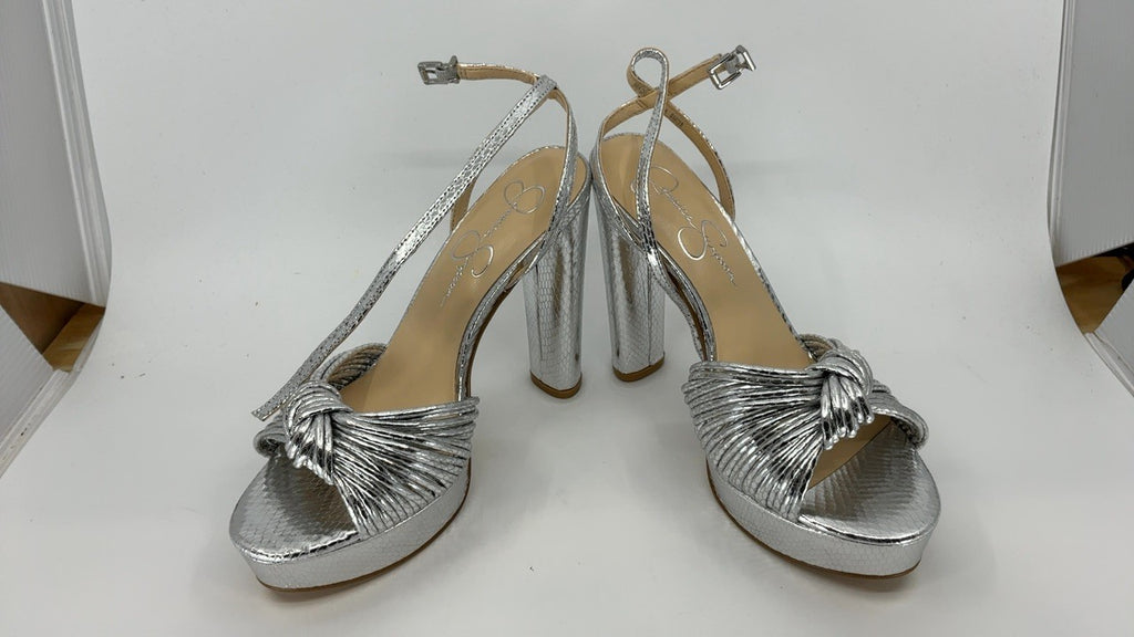 Jessica Simpson Women's Immie Platform Sandal Heeled, Silver, 8