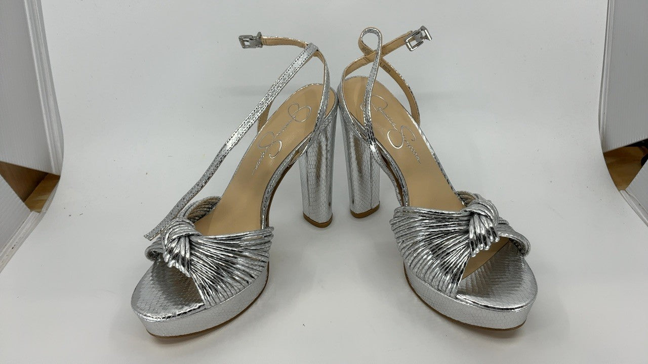 Jessica Simpson Women's Immie Platform Sandal Heeled, Silver, 8