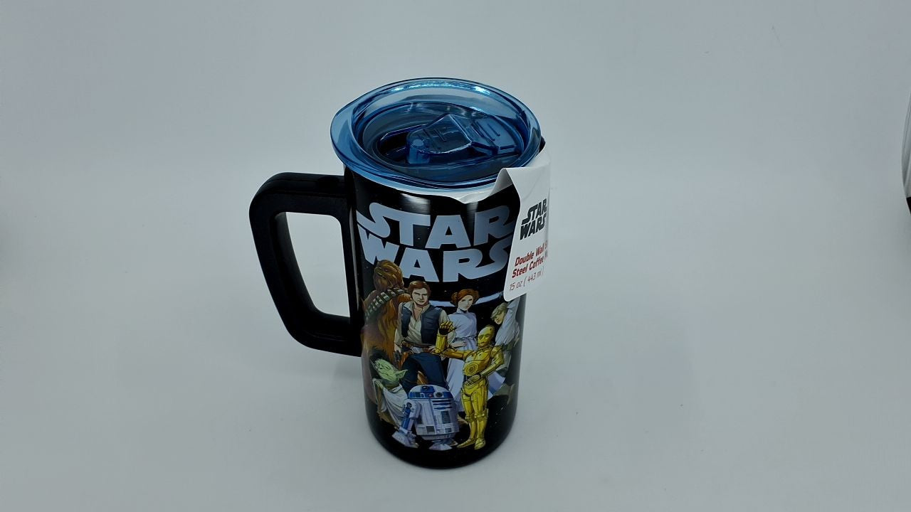 15oz Star Wars Stainless Steel Travel Mug w/ Handle - Luke, Leia, Yoda