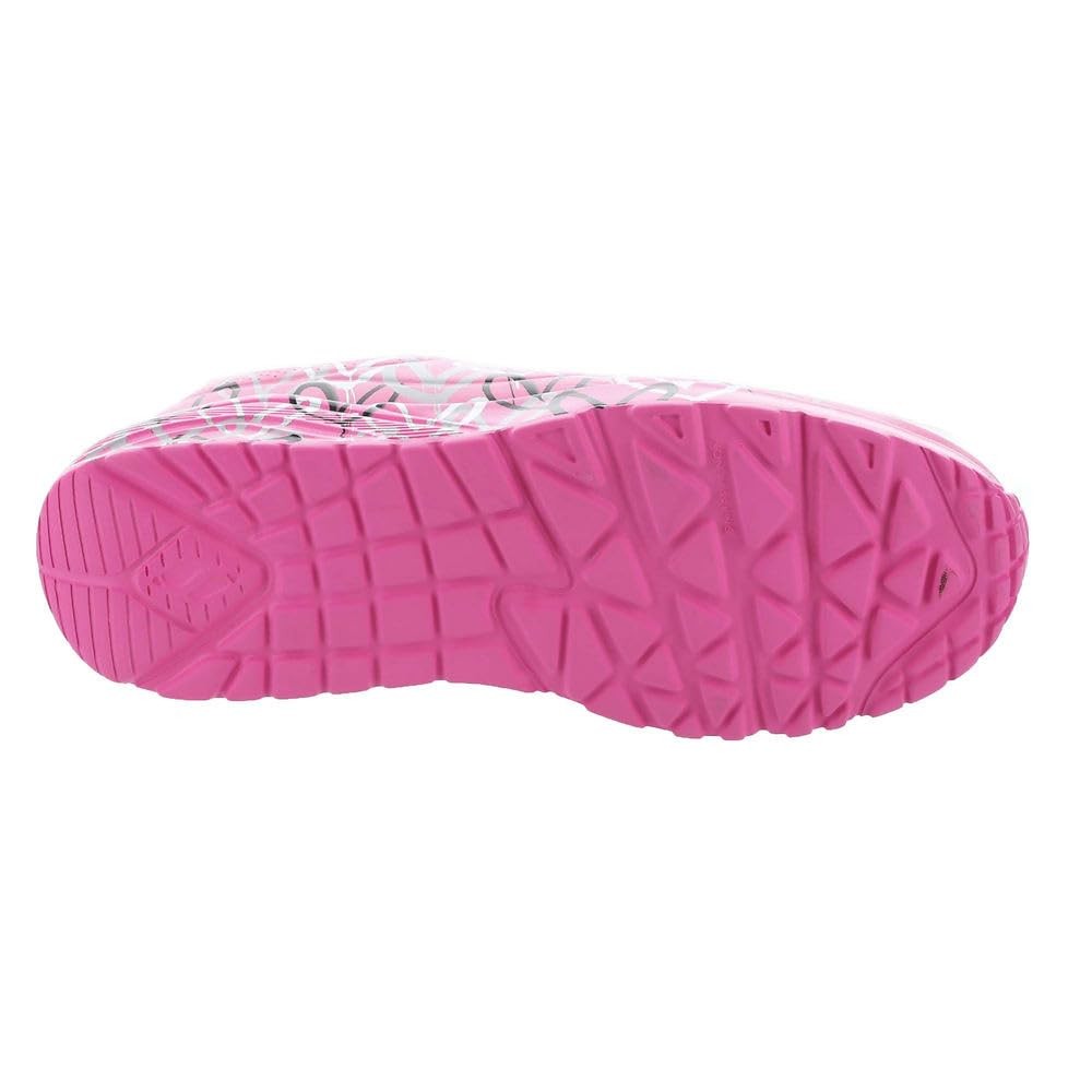 Skechers Girls UNO LITE-Metallic Love Sneaker, HotPink/Multi, 1 Little Kid