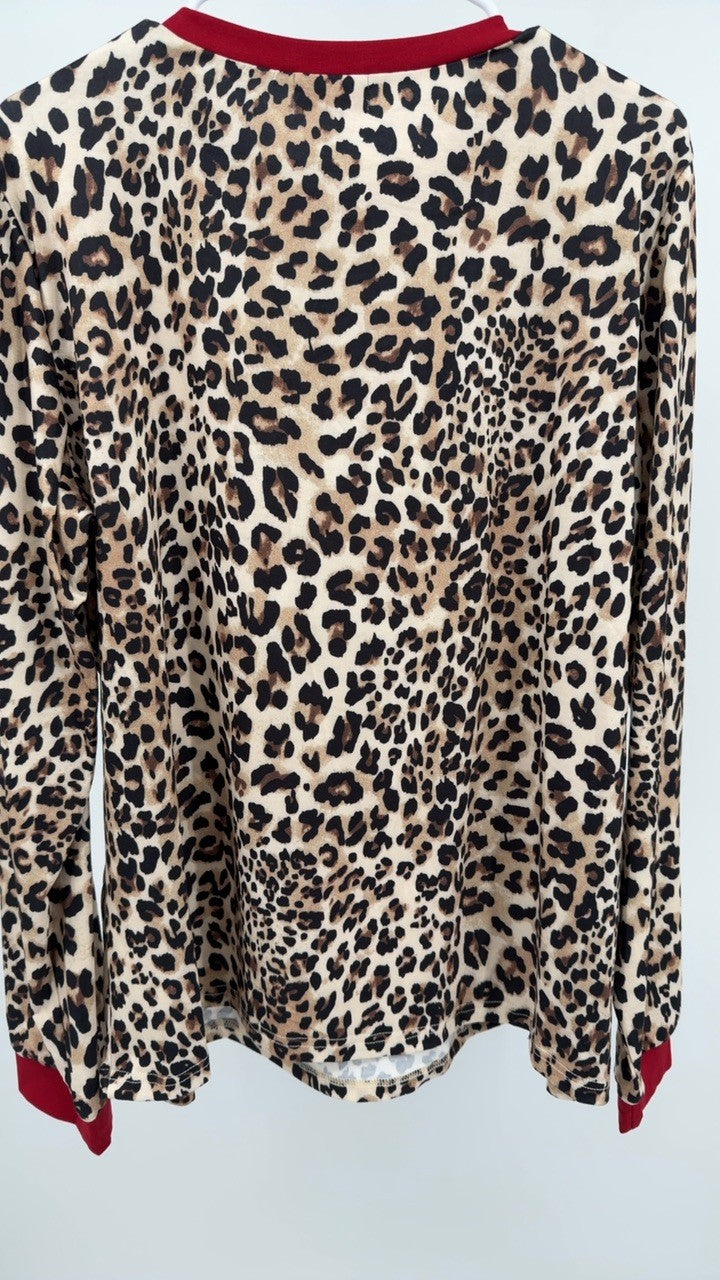 Leopard Print Long Sleeve Blouse